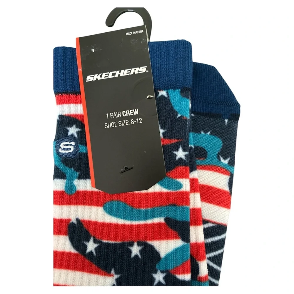Skechers Men's Red, White, and Blue Graphic Socks size 8-12 New